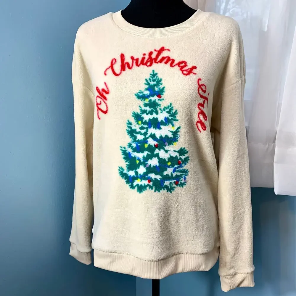 Holiday Time "Oh Christmas Tree" Velour Top Size Large - Picture 6 of 7
